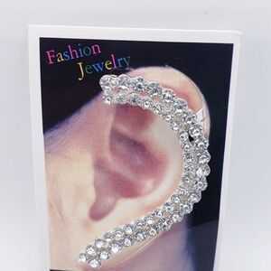 Crystal silver ear cuff stid earring wrap